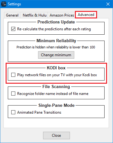 Kodi advanced settings